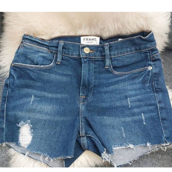 Frame Denim Le High Skinny Distressed Shorts Size 26 - Picture 4 of 8